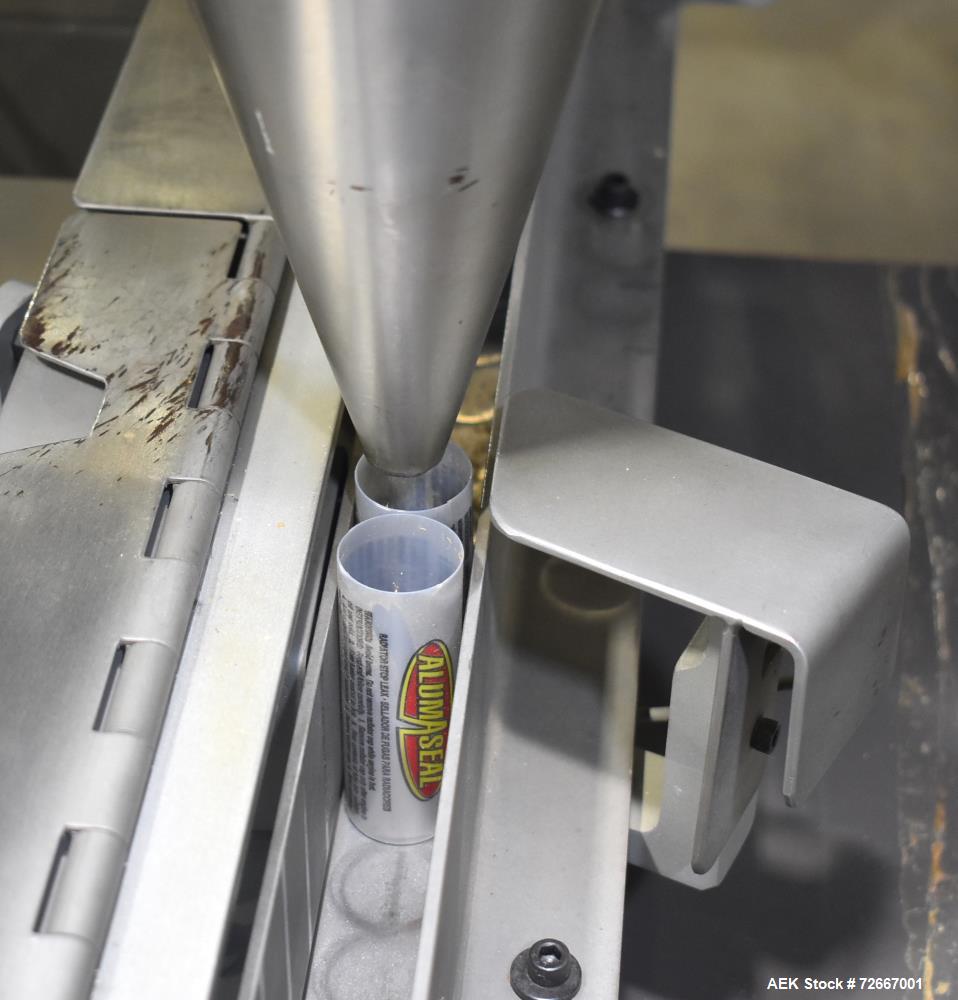 Used All-Fill Powder Tube Filling Line. Consisting of: All Fill B-600 Single Head Semi-Automatic Auger Filler. Has level sensor, agitator and tooling, collector funnel. Currently set up for 1" diamet...